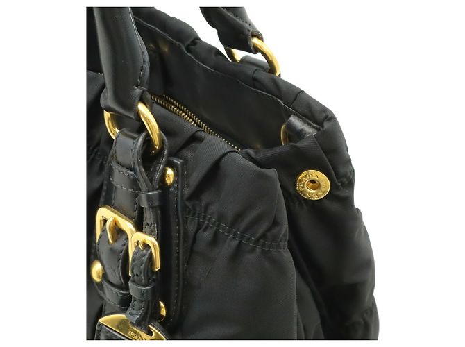 Borsa Tote Prada Tessuto Gathered Nero - vista 7
