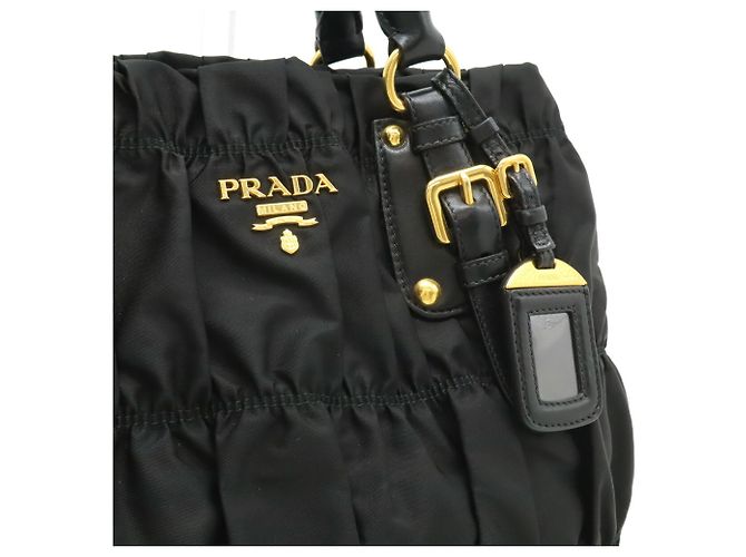 Borsa Tote Prada Tessuto Gathered Nero - vista 8