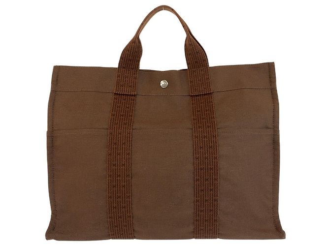 Hermès Borsa Tote Hermes Herline Brown Polyamide Marrone - vista 2