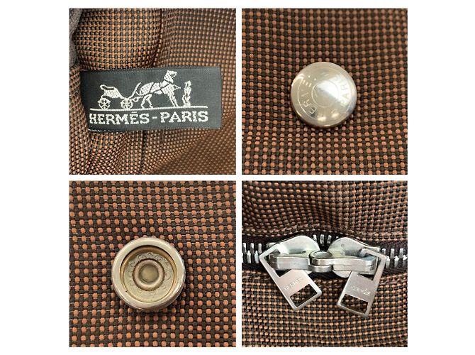 Hermès Borsa Tote Hermes Herline Brown Polyamide Marrone - vista 3