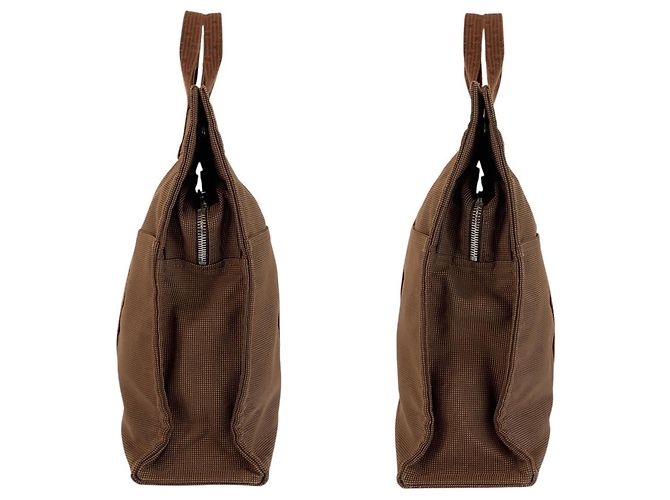 Hermès Borsa Tote Hermes Herline Brown Polyamide Marrone - vista 8