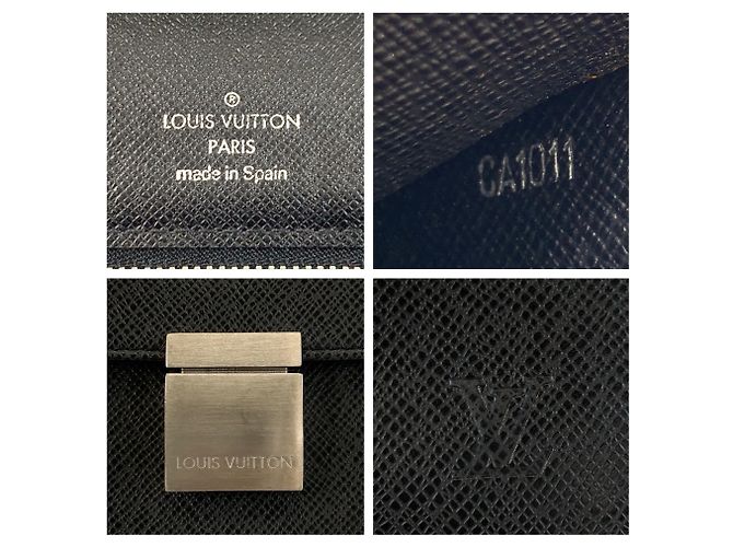 Clutch Selenga in pelle Taiga Louis Vuitton Nero - vista 3