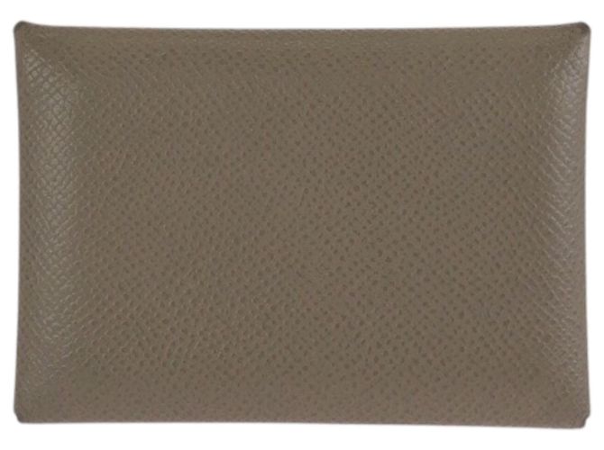 Hermès HERMES Porte-cartes Calvi Duo Gris Taupe - vue 2