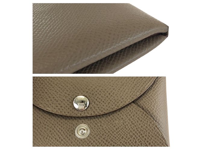 Hermès HERMES Porte-cartes Calvi Duo Gris Taupe - vue 6