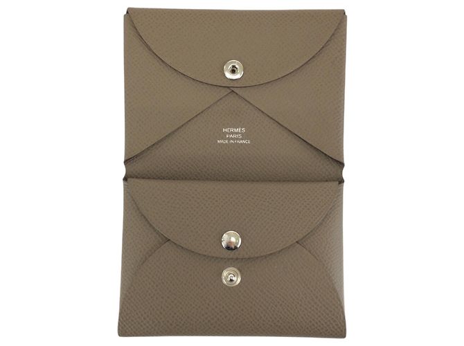 Hermès HERMES Porte-cartes Calvi Duo Gris Taupe - vue 7
