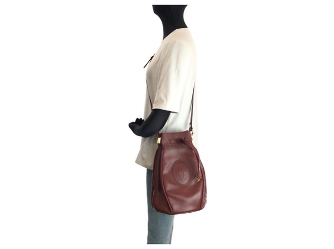 Borsa a tracolla in pelle bordeaux Cartier Must Line Bordò - vista 7