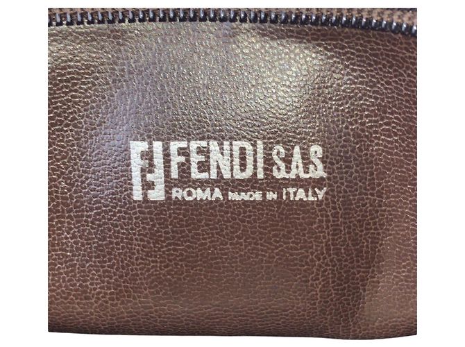 Bolso de mano FENDI de cuero marrón Zucchino Castaño - vista 4