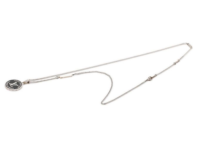 Collana Louis Vuitton Collier LV Award Chain Pendant Necklace Nero Argento - vista 3