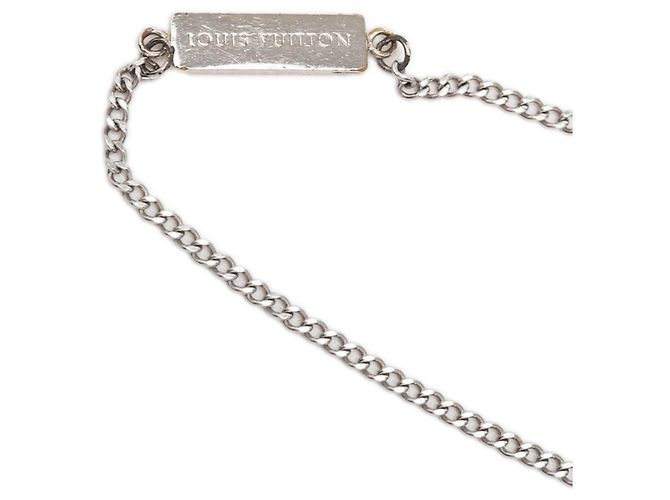 Collana Louis Vuitton Collier LV Award Chain Pendant Necklace Nero Argento - vista 7