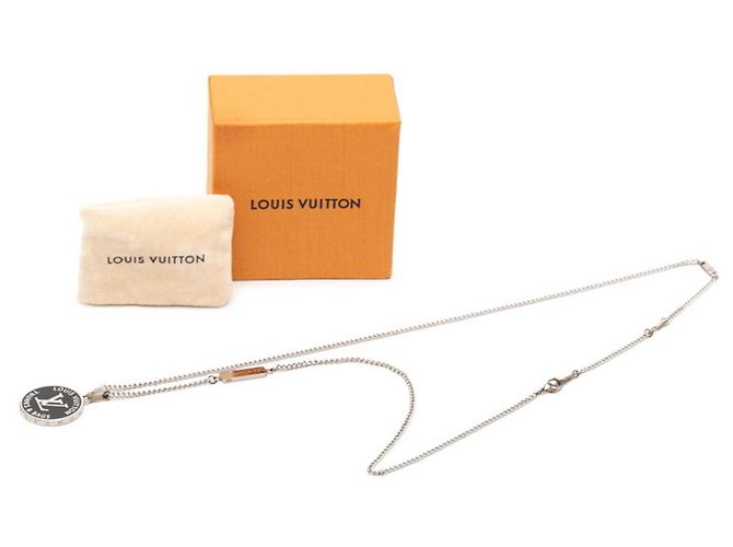 Collana Louis Vuitton Collier LV Award Chain Pendant Necklace Nero Argento - vista 9
