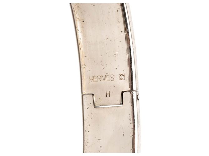 Hermès Bracciale rigido in smalto Hermes Click H TGM Logo Nero Argento - vista 4