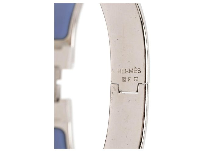 Hermès Click H PM Emaille-Armband mit Logo Silber Blau - Ansicht 5