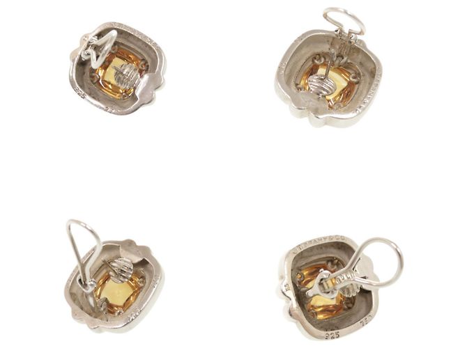 Orecchini a lobo Vintage Citrine Tiffany & Co. Argento Arancione Giallo - vista 8