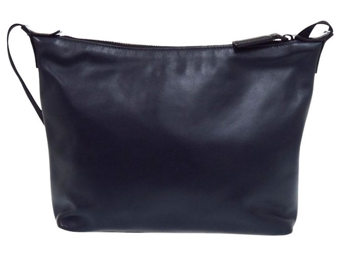 Prada Leather Triangle Logo Shoulder Bag Green Navy blue - view 2