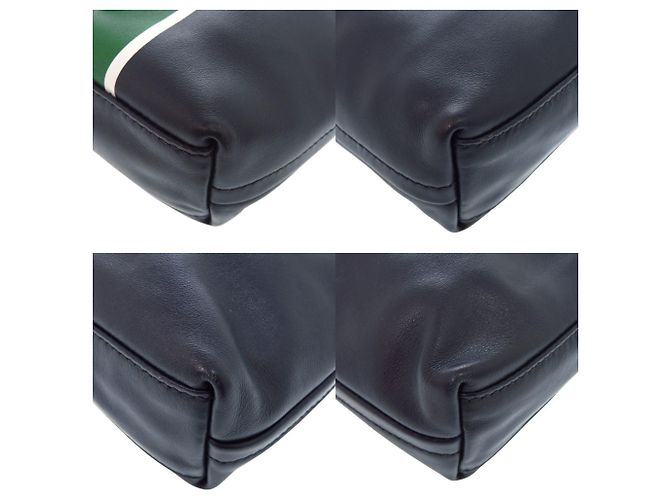 Prada Leather Triangle Logo Shoulder Bag Green Navy blue - view 4
