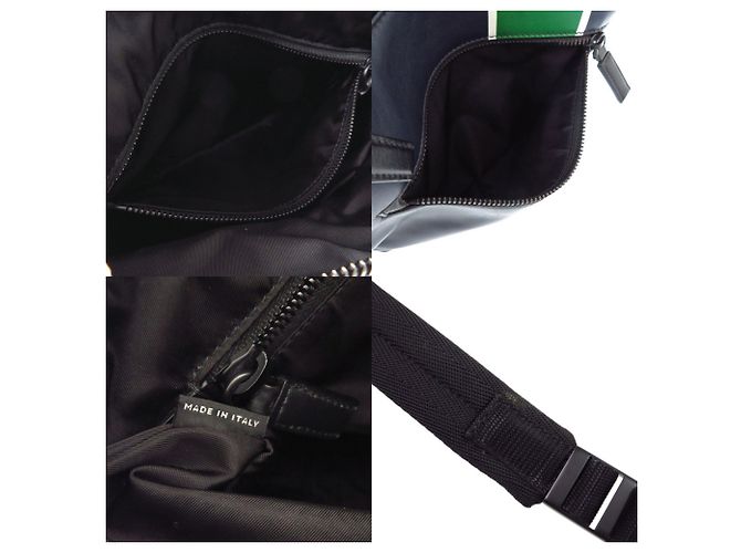 Prada Leather Triangle Logo Shoulder Bag Green Navy blue - view 8
