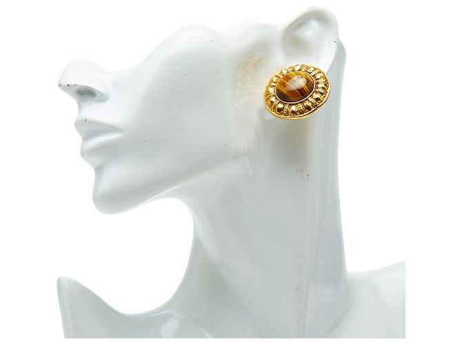 Chanel Clip-Ohrringe braun und Gold Golden - Ansicht 5