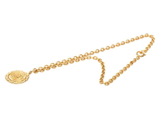 Chanel Coco Mark Löwenmotiv Matelassé-Kettenanhänger-Halskette Golden - Ansicht 3