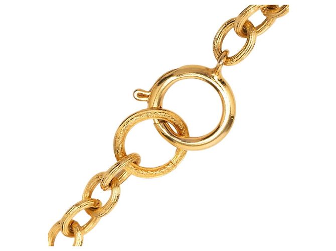 Chanel Coco Mark Löwenmotiv Matelassé-Kettenanhänger-Halskette Golden - Ansicht 4