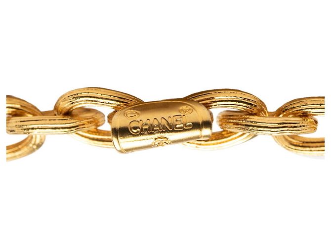 Chanel Coco Mark Löwenmotiv Matelassé-Kettenanhänger-Halskette Golden - Ansicht 5