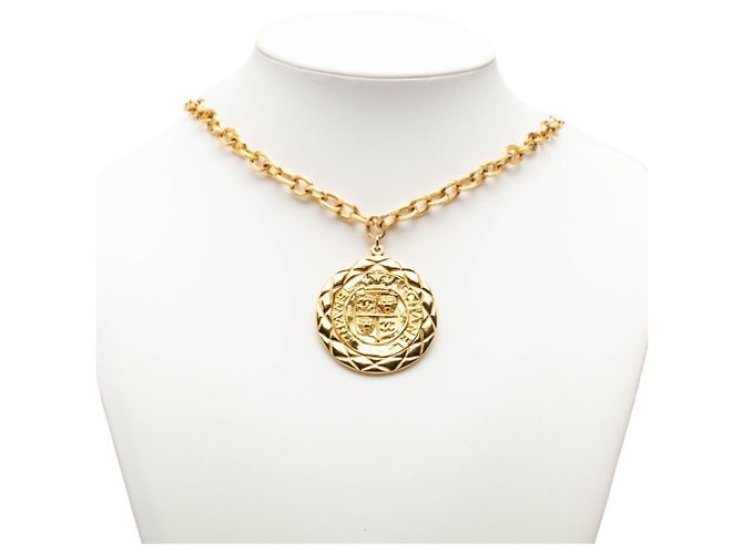 Chanel Coco Mark Löwenmotiv Matelassé-Kettenanhänger-Halskette Golden - Ansicht 6