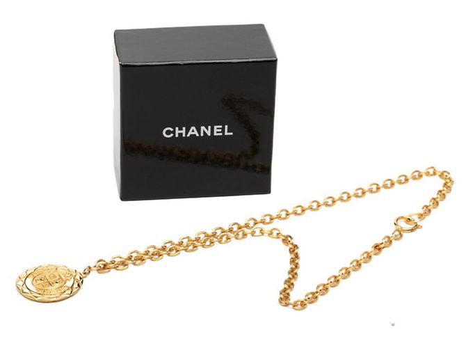 Chanel Coco Mark Löwenmotiv Matelassé-Kettenanhänger-Halskette Golden - Ansicht 7