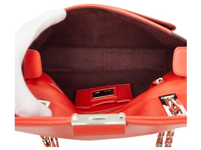 Borsa a tracolla con catena Fendi in pelle Bordeaux Rosso Bordò - vista 10