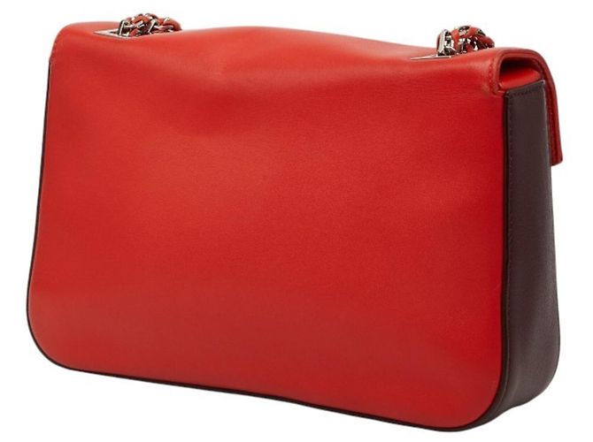 Borsa a tracolla con catena Fendi in pelle Bordeaux Rosso Bordò - vista 2