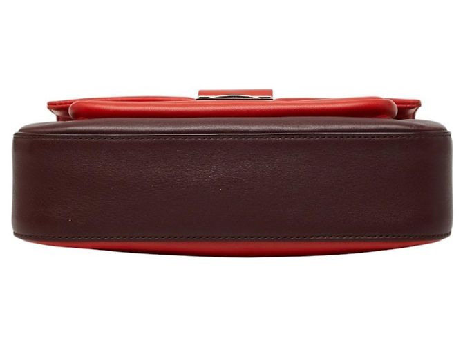 Borsa a tracolla con catena Fendi in pelle Bordeaux Rosso Bordò - vista 3