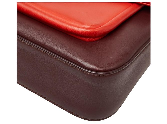 Borsa a tracolla con catena Fendi in pelle Bordeaux Rosso Bordò - vista 4