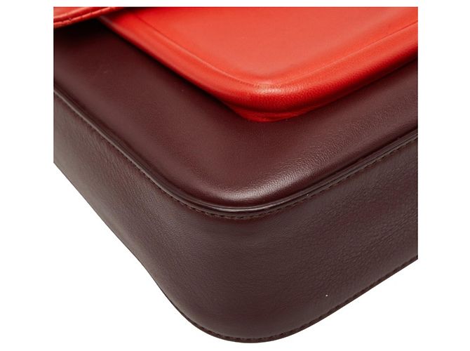 Borsa a tracolla con catena Fendi in pelle Bordeaux Rosso Bordò - vista 5