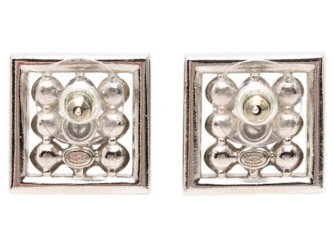 Pendientes de botón Chanel Coco Mark Square Plata - vista 2