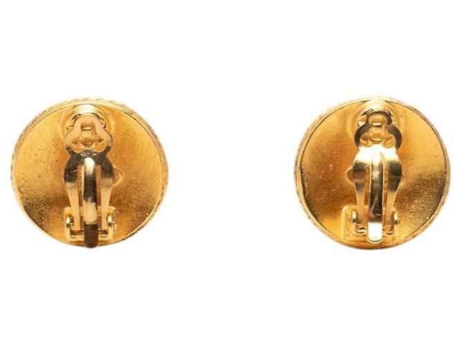 Boucles d'oreilles rondes à clip Chanel Coco Mark en Or Doré - vue 2
