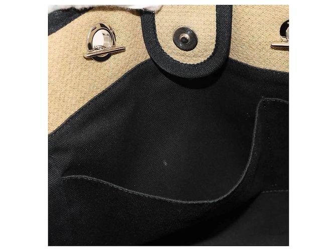 Borsa Tote con Catena Chanel Deauville MM Nero Beige - vista 8