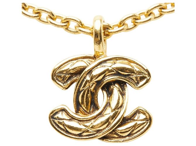 Collana con pendente Chanel Coco Mark Matelassé Chain D'oro - vista 2