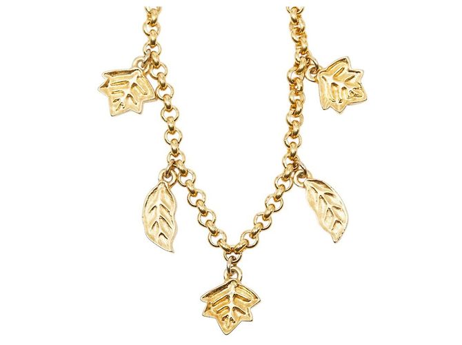 16 Céline Celine Kettenhalskette mit Blattmotiv Golden - Ansicht 2