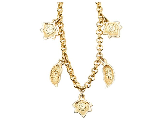 16 Céline Celine Kettenhalskette mit Blattmotiv Golden - Ansicht 3