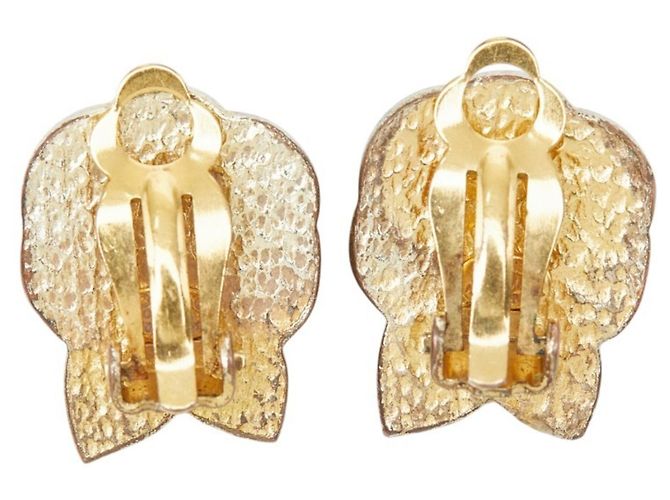 Chanel Camellia Coco Mark Ohrringe Schwarz Golden - Ansicht 3