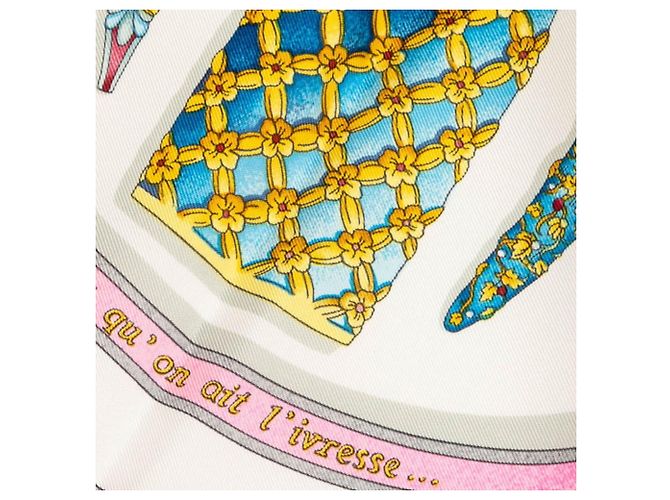 Hermès Sciarpa Hermes Carre 90 Qu'importe le flacon Bianco Multicolore - vista 5