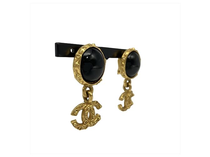 Chanel Coco Mark GP Clip-Ohrringe Schwarz Golden - Ansicht 2