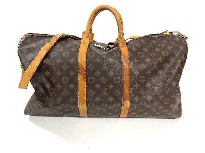 Borsa Boston Louis Vuitton Keepall 55 Bandoulière Marrone - vista 3