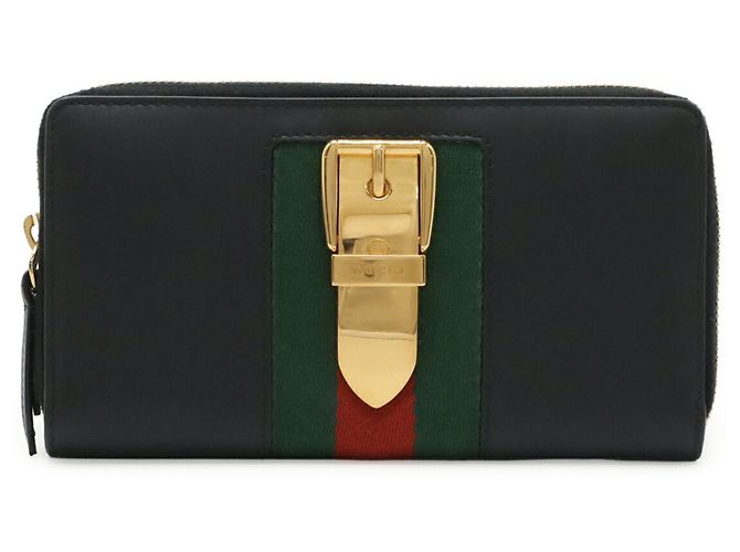 Cartera Gucci Sylvie Zip-Around Negro Roja Verde - vista 2