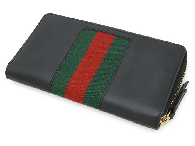Cartera Gucci Sylvie Zip-Around Negro Roja Verde - vista 3