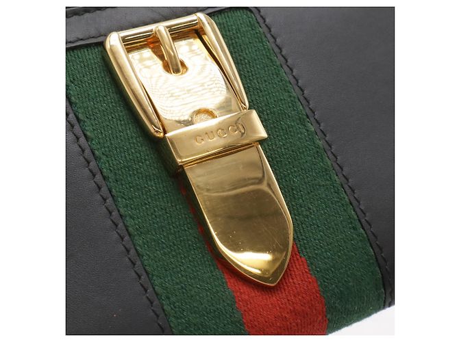 Cartera Gucci Sylvie Zip-Around Negro Roja Verde - vista 5