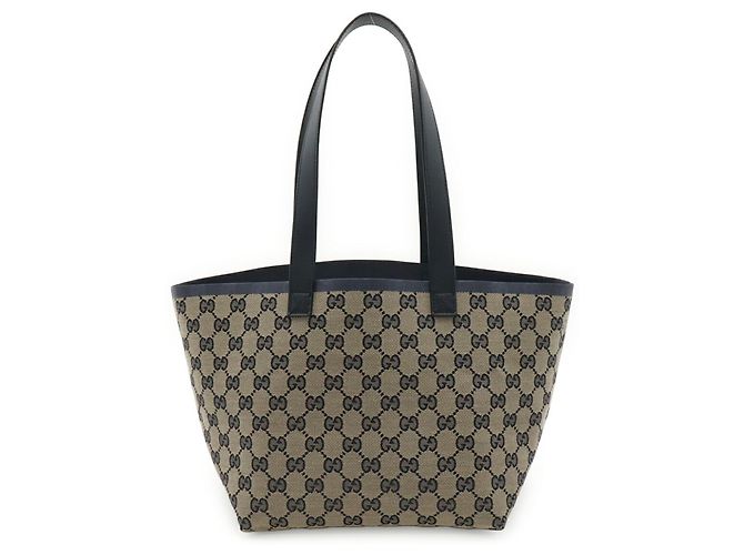 Gucci Tortissima GG Canvas Small Tote Bag Beige Marineblau - Ansicht 2