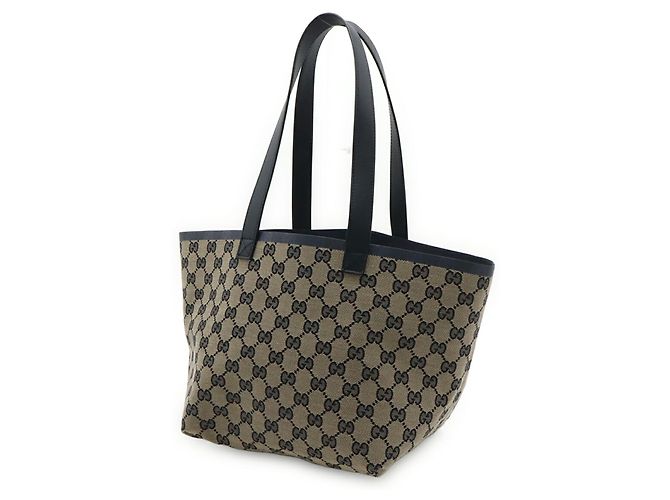 Gucci Tortissima GG Canvas Small Tote Bag Beige Marineblau - Ansicht 3