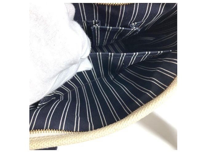 Borsa a tracolla Louis Vuitton Antigua Cabas MM Bianco Blu navy - vista 11