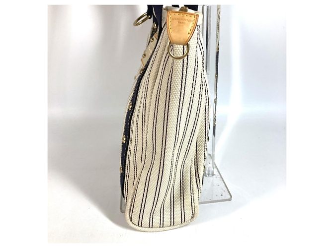 Borsa a tracolla Louis Vuitton Antigua Cabas MM Bianco Blu navy - vista 3