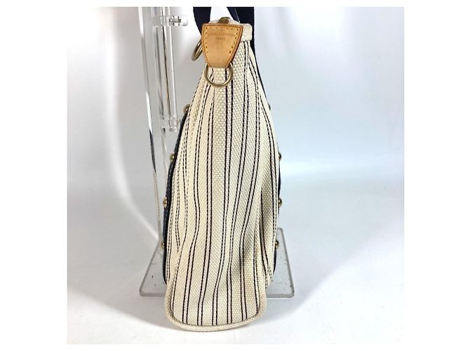 Borsa a tracolla Louis Vuitton Antigua Cabas MM Bianco Blu navy - vista 4