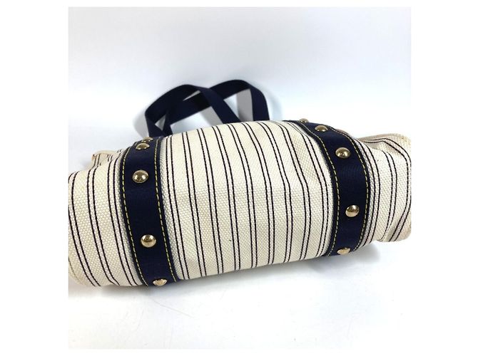 Borsa a tracolla Louis Vuitton Antigua Cabas MM Bianco Blu navy - vista 5
